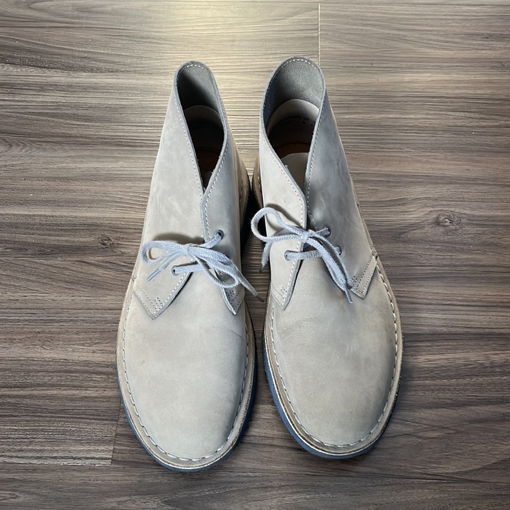 Clarks Desert Boots - Gray with Blue Sole